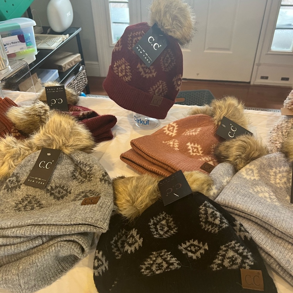 C.C Kids Pom Pom Beanie - Black, Gray, Brown